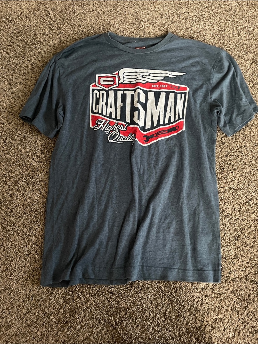 Craft Gray Short-Sleeve 'Craftsman' Logo Tee with Red & White Accents